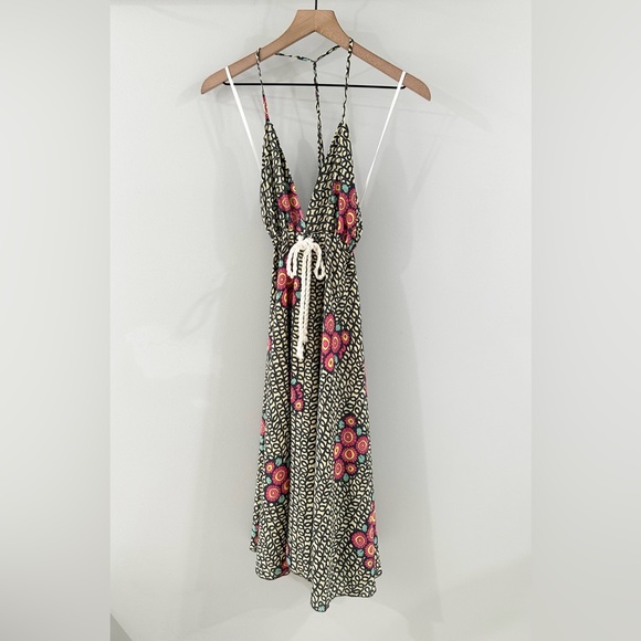 Tricia Fix Geo Print Halter Dress Gray Pink Size Small - Picture 2 of 6